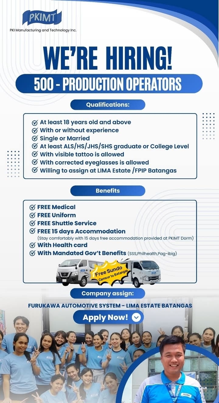 PKIMT- Hiring 500 Production Operators