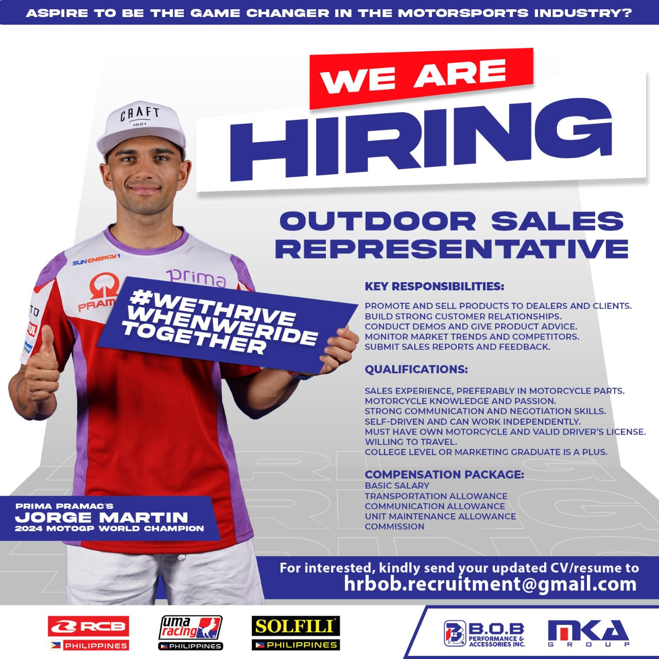 WE ARE HIRING OUTDOOR SALES REPRESENTATIVE
