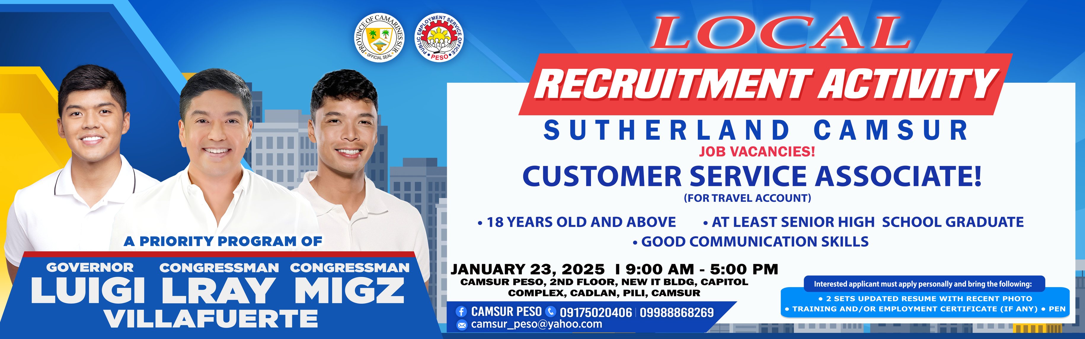 LOCAL RECRUITMENT ACTIVITY! - January 23