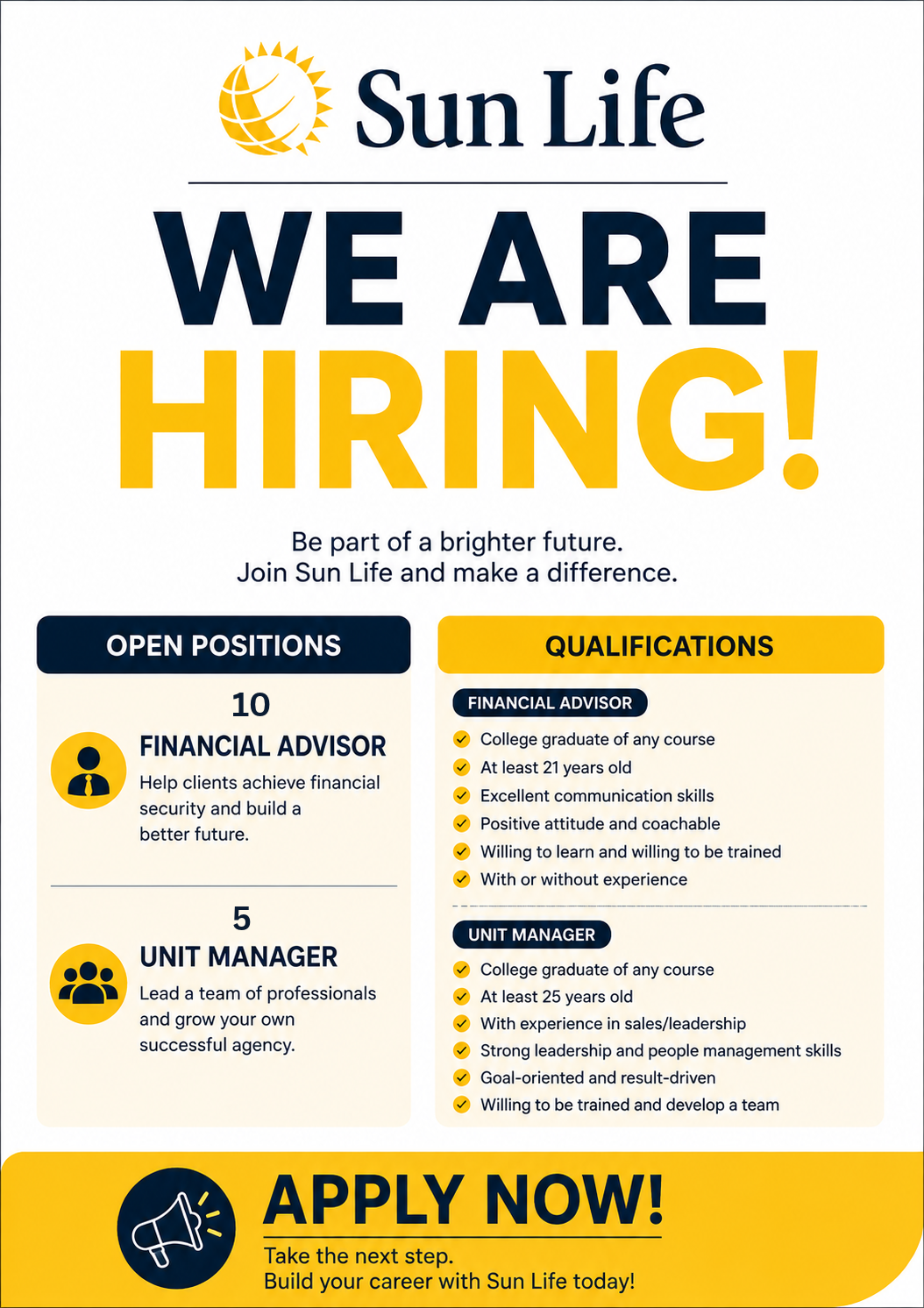 Company of SunLife is HIRING!!!