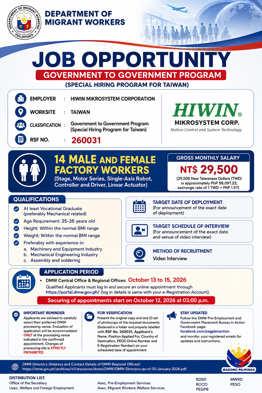 📢 JOB OPPORTUNITY IN TAIWAN! 